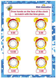 kindergarten clock worksheets